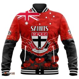 Custom Personalised St Kilda Saints Football ANZAC Baseball Jacket Lest We Forget