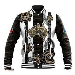 NAIDOC Collingwood Football Baseball Jacket Proud To Be Magpies Aboriginal Version