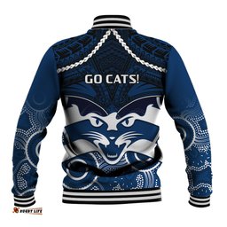 Geelong Football Baseball Jacket Go Cats Aboriginal Mix Polynesian Pattern