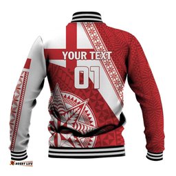 Custom Tonga Rugby Mate Maa Baseball Jacket Ngatu Pattern