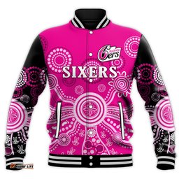 Sydney Sixers Baseball Jacket Cricket Indigenous Australian Art Ver.01