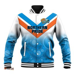 Personalised Australia Rugby Baseball Jacket Queensland Northern Pride Indigenous Art