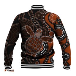 Aboriginal Turtle Baseball Jacket Brown Style