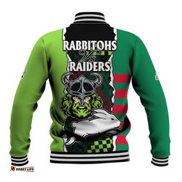 NRL Combine Rabbitohs and Raiders Baseball Jacket Sporty Style