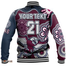 Custom Text And Number Sea Eagles Rugby Baseball Jacket Simple Aboriginal 1946