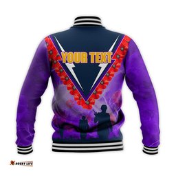 Custom Personalised NRL Storm Baseball Jacket Anzac Day Poppy Flowers Jersey
