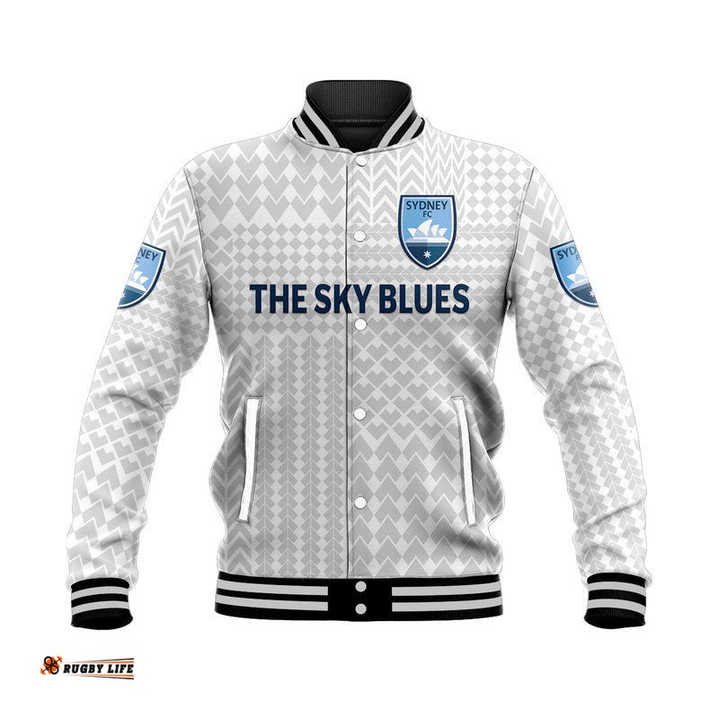 Custom Personalised Sydney The Sky Blues Baseball Jacket Soccer Club Original Style - White