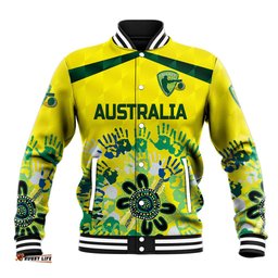 Custom Personalised Australia Cricket Baseball Jacket Aboriginal Style Unique - Yellow
