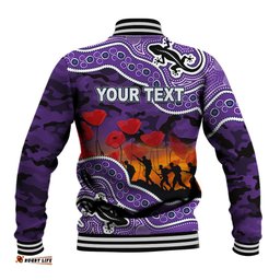 Custom Personalised Anzac Day NRL - Storm Baseball Jacket Aboriginal Lizard Patterns