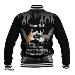 Personalised Australia King Birthday Baseball Jacket Australian Map With Crown Black Version