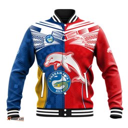 Custom Text And Number NRL Dolphins Combine Parra Eels Baseball Jacket Sporty Style