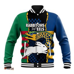 Custom Text And Number NRL Combine Rabbitohs and Eels Baseball Jacket