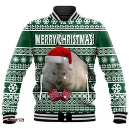 Custom Personalised Australian Wombat Christmas Vibe With Aboriginal Dot Painting Style Baseball Jacket