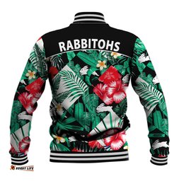 Rabbitohs Rugby Baseball Jacket Fashion Tropical Jungle Flowers