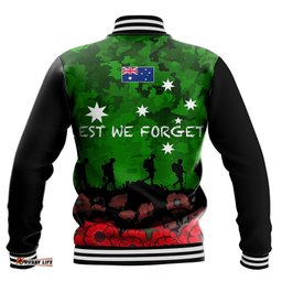 Vibe Hoodie Clothing - Australia Anzac Day Camouflage & Poppy Baseball Jacket