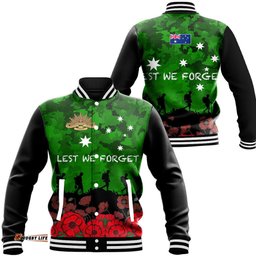 Vibe Hoodie Clothing - Australia Anzac Day Camouflage & Poppy Baseball Jacket