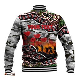 Custom Personalised Anzac Day NRL - Panthers Baseball Jacket Aboriginal Lizard Patterns