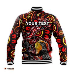 Custom Personalised Aboriginal Lizard Baseball Jacket Red Color