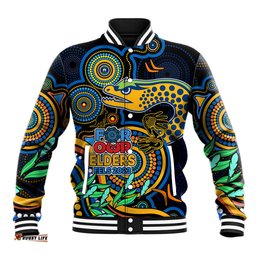 Custom Eels Rugby Aboriginal Art Baseball Jacket NAIDOC Indigenous Tribal