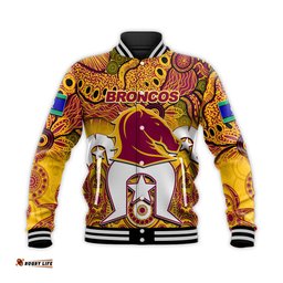 Custom Personalised Broncos Torres Strait Islanders Mix Aboriginal Baseball Jacket
