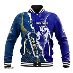Custom Personalised Bulldogs Mix Cowboys Rugby Baseball Jacket Sporty Style