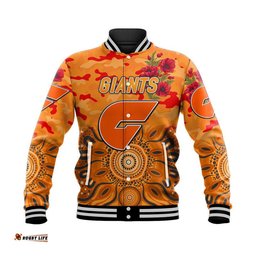 Custom Personalised Greater Western Sydney Giants ANZAC Baseball Jacket Indigenous Vibes