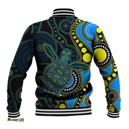 Aboriginal Turtle Baseball Jacket Blue Style
