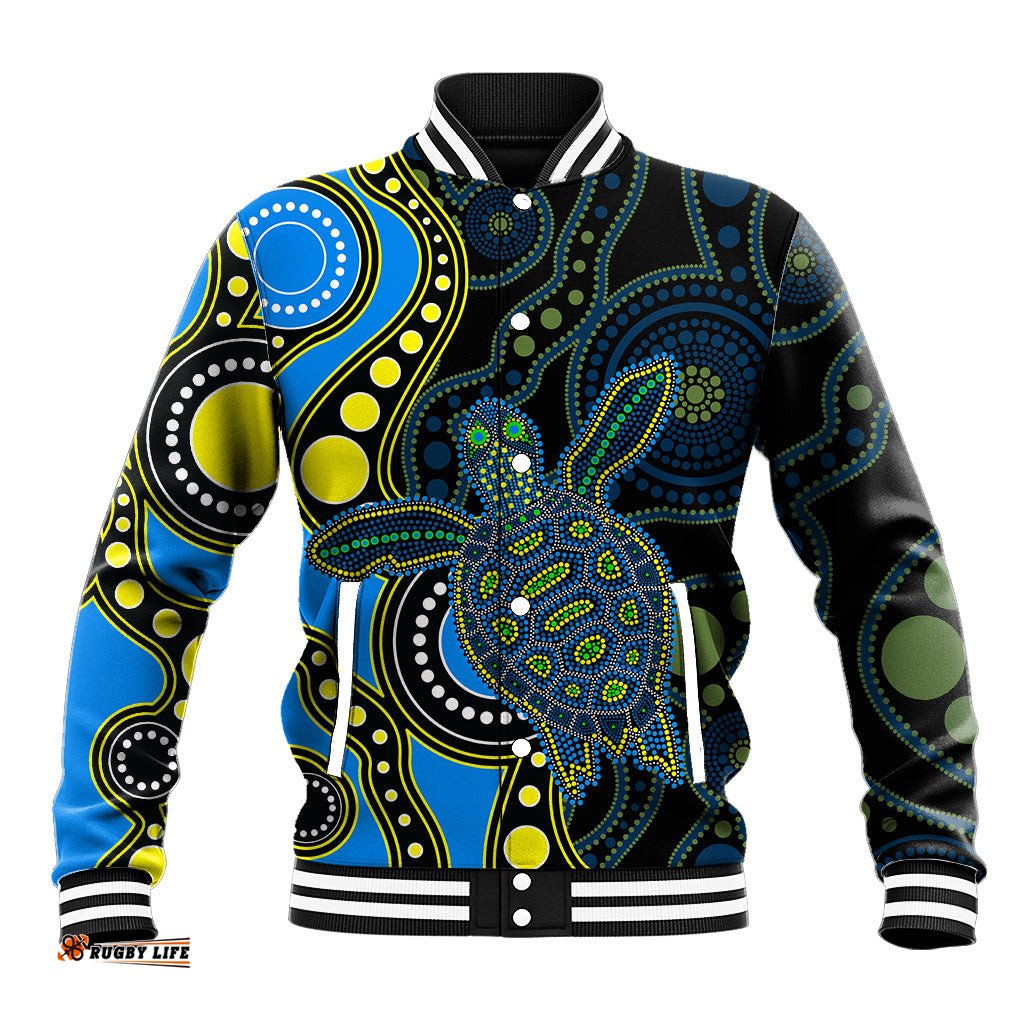 Aboriginal Turtle Baseball Jacket Blue Style