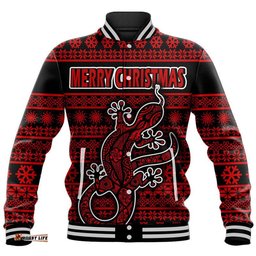 Custom Personalised Australian Lizard Christmas Vibe With Aboriginal Dot Painting Style Baseball Jacket