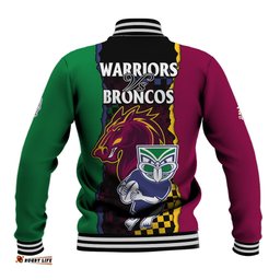 NRL Combine Warriors and Broncos Baseball Jacket Sporty Style