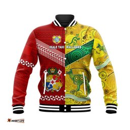 Tonga Ikale Tahi Ngatu And Australia Wallabies Aboriginal Baseball Jacket Rugby Together