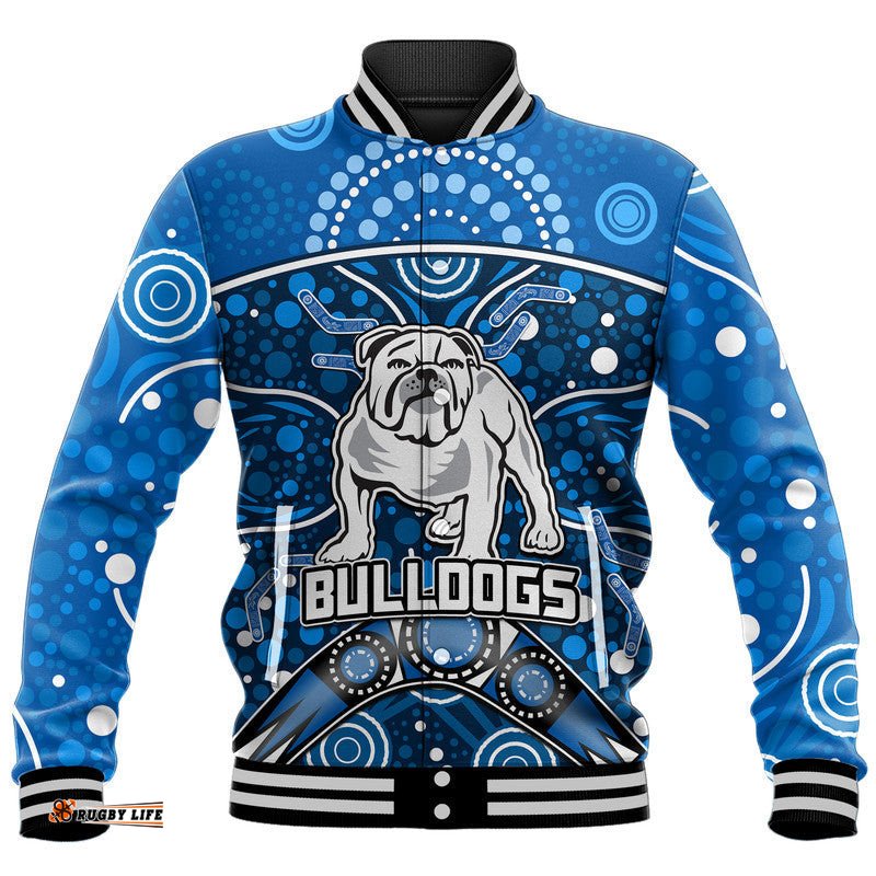 Bulldogs Rugby Baseball Jacket Boomerang Indigenous Dots