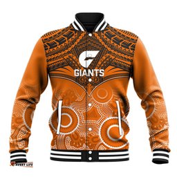 Personalised Giants Football Baseball Jacket GWS Aboriginal Mix Polynesian Pattern