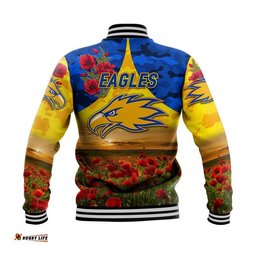 West Coast Eagles ANZAC Baseball Jacket Poppy Vibes - Gold
