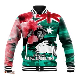 ANZAC Rabbitohs Rugby Baseball Jacket We Shall Remember