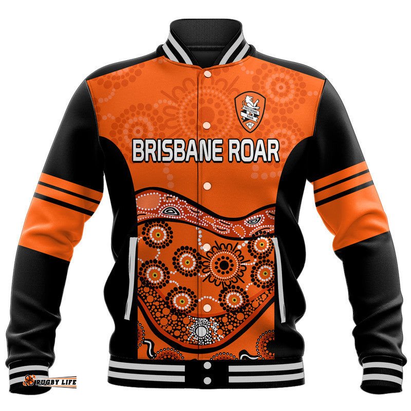 Custom Personalised Brisbane Roar Soccer Baseball Jacket Aboriginal
