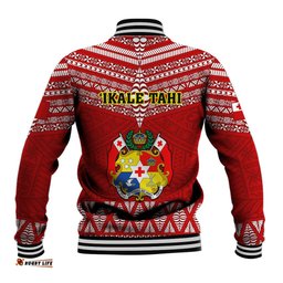 Tonga Rugby Baseball Jacket 2023 World Cup Tongan Kupesi Ngatu Pattern