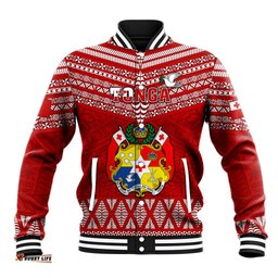 Tonga Rugby Baseball Jacket 2023 World Cup Tongan Kupesi Ngatu Pattern