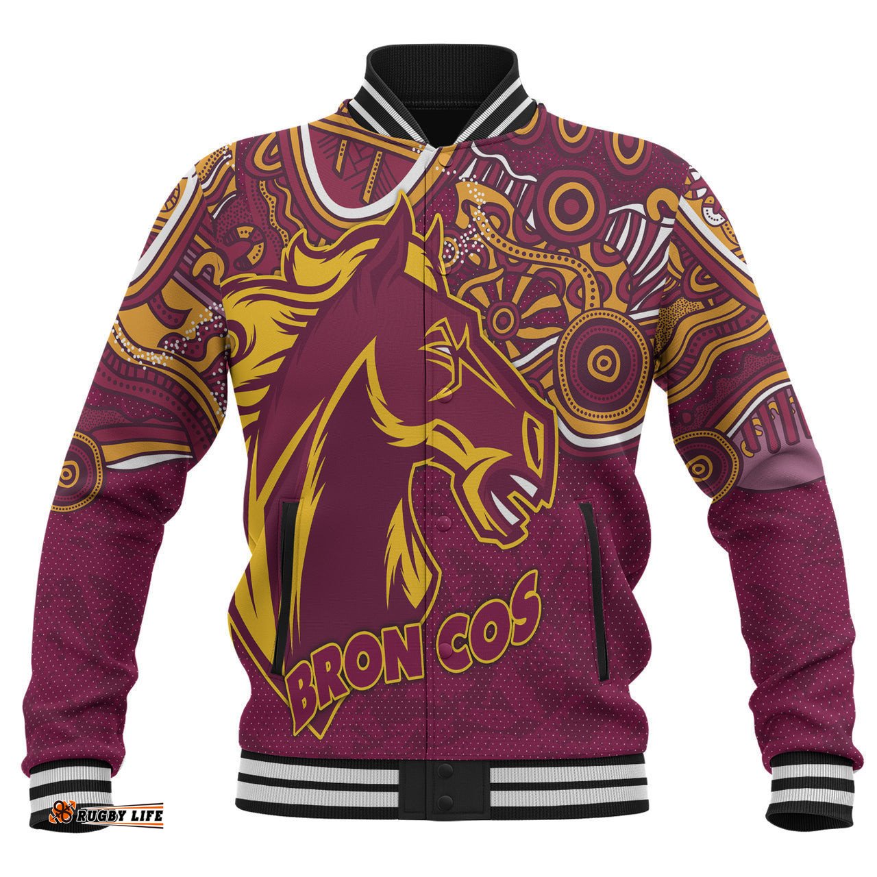 Broncos Rugby Baseball Jacket - Custom Super Indigenous Broncos Jacket