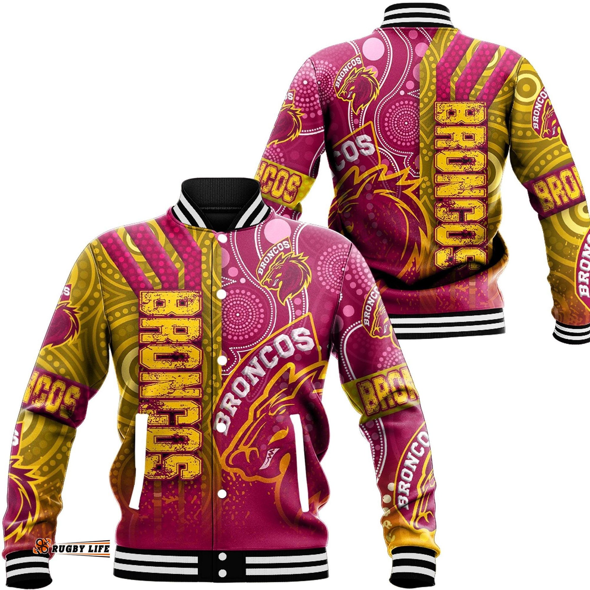 Vibe Hoodie Clothing - Brisbane Broncos Sporty Style Baseball Jackets