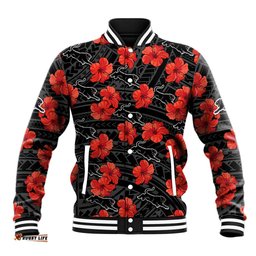 Panthers Rugby Baseball Jacket Polynesian Style With Hibiscus