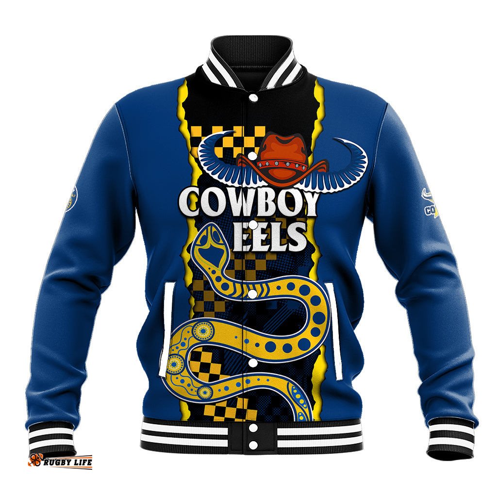 Custom Text And Number NRL Combine Cowboys and Parra Eels Baseball Jacket Sporty Style
