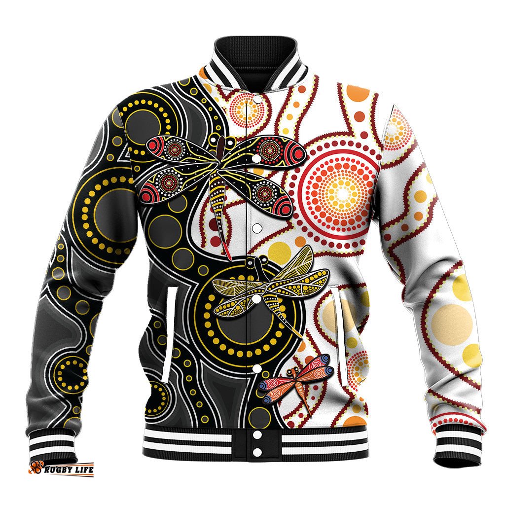 Aboriginal Dragonfly Baseball Jacket White Style