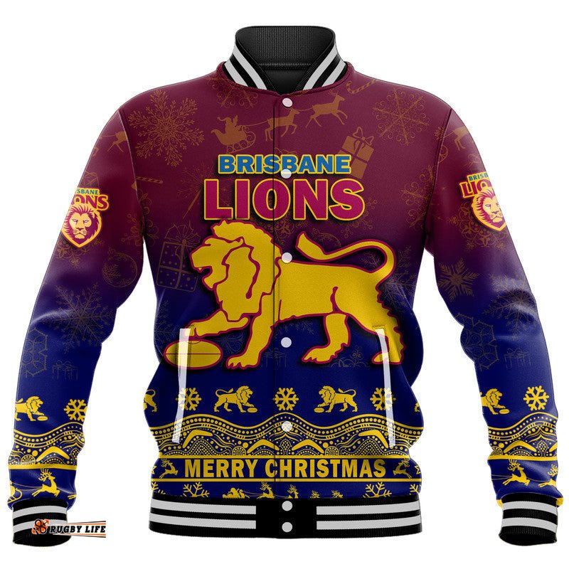 Brisbane Unique Lions Winter Season Baseball Jacket Lions Merry Christmas