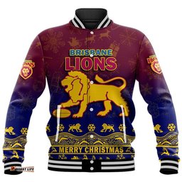 Brisbane Unique Lions Winter Season Baseball Jacket Lions Merry Christmas