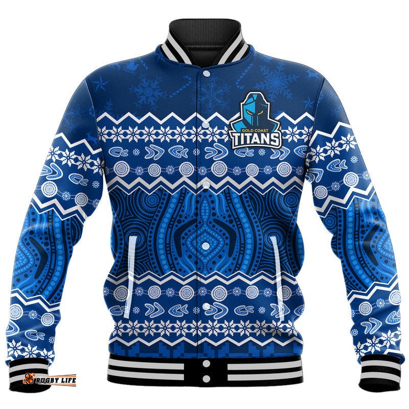 Custom Personalised Titans Aboriginal Gold Coast Christmas Vibe Baseball Jacket