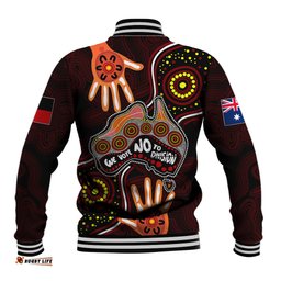 Australia Indigenous Baseball Jacket We Vote NO To Division Aboriginal Map