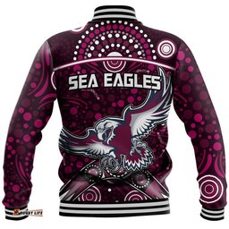 Sea Eagles Rugby Baseball Jacket Boomerang Indigenous Dots