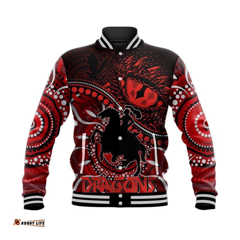 St. George Illawarra Dragons Baseball Jacket Dragons Aboriginal Dreamtime Style