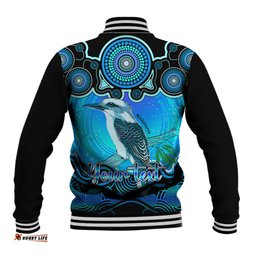 Personalised Australia Sagittarius Kookaburra Zodiac Baseball Jacket Auz Astrology Aboriginal - Aqua